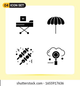 4 Kreative Symbole für modernes Webdesign und reaktionsfähige mobile Apps. 4 Glyphische Symbole Zeichen auf weißem Hintergrund. 4 Icon Pack.