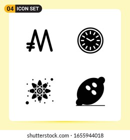 4 Creative Icons for Modern website design and responsive mobile apps. 4 Glyph Symbols Signs on White Background. 4 Icon Pack.