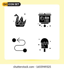 4 Creative Icons for Modern website design and responsive mobile apps. 4 Glyph Symbols Signs on White Background. 4 Icon Pack.