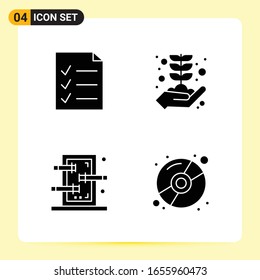 4 Creative Icons for Modern website design and responsive mobile apps. 4 Glyph Symbols Signs on White Background. 4 Icon Pack.