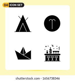 4 Creative Icons for Modern website design and responsive mobile apps. 4 Glyph Symbols Signs on White Background. 4 Icon Pack.