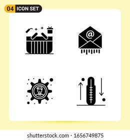 4 Iconos creativos para diseño de sitios web modernos y aplicaciones móviles sensibles. 4 Símbolos de glifo en fondo blanco. Paquete de 4 iconos.
