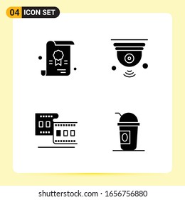 4 Creative Icons for Modern website design and responsive mobile apps. 4 Glyph Symbols Signs on White Background. 4 Icon Pack.