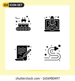 4 Creative Icons for Modern website design and responsive mobile apps. 4 Glyph Symbols Signs on White Background. 4 Icon Pack.