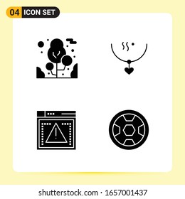 4 Creative Icons for Modern website design and responsive mobile apps. 4 Glyph Symbols Signs on White Background. 4 Icon Pack.
