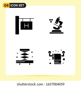 4 Creative Icons for Modern website design and responsive mobile apps. 4 Glyph Symbols Signs on White Background. 4 Icon Pack.