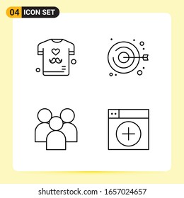4 Creative Icons for Modern website design and responsive mobile apps. 4 Outline Symbols Signs on White Background. 4 Icon Pack.