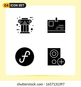 4 Creative Icons for Modern website design and responsive mobile apps. 4 Glyph Symbols Signs on White Background. 4 Icon Pack.
