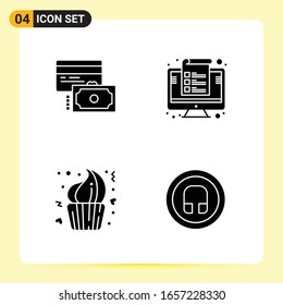 4 Creative Icons for Modern website design and responsive mobile apps. 4 Glyph Symbols Signs on White Background. 4 Icon Pack.