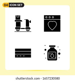 4 Creative Icons for Modern website design and responsive mobile apps. 4 Glyph Symbols Signs on White Background. 4 Icon Pack.