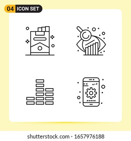 4 Creative Icons for Modern website design and responsive mobile apps. 4 Outline Symbols Signs on White Background. 4 Icon Pack.