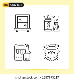 4 Iconos creativos para diseño de sitios web modernos y aplicaciones móviles sensibles. 4 Símbolos de esquema en fondo blanco. Paquete de 4 iconos.