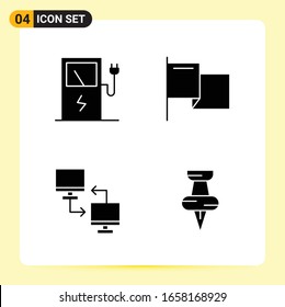 4 Creative Icons for Modern website design and responsive mobile apps. 4 Glyph Symbols Signs on White Background. 4 Icon Pack.