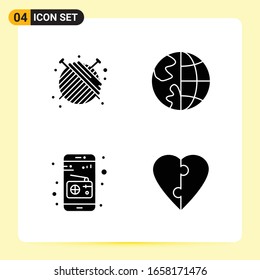 4 Creative Icons for Modern website design and responsive mobile apps. 4 Glyph Symbols Signs on White Background. 4 Icon Pack.