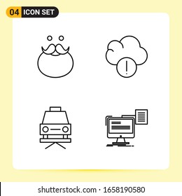 4 Creative Icons for Modern website design and responsive mobile apps. 4 Outline Symbols Signs on White Background. 4 Icon Pack.