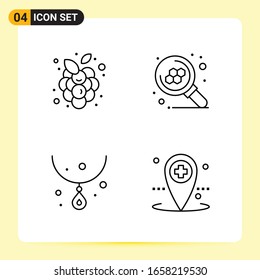 4 Iconos creativos para diseño de sitios web modernos y aplicaciones móviles sensibles. 4 Símbolos de esquema en fondo blanco. Paquete de 4 iconos.