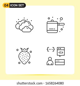 4 Creative Icons for Modern website design and responsive mobile apps. 4 Outline Symbols Signs on White Background. 4 Icon Pack.
