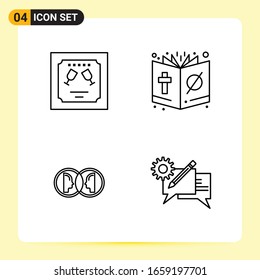4 Creative Icons for Modern website design and responsive mobile apps. 4 Outline Symbols Signs on White Background. 4 Icon Pack.