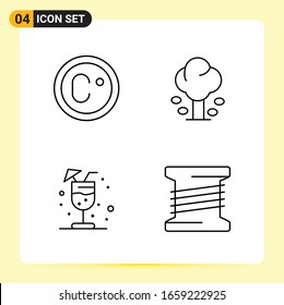 4 Iconos creativos para diseño de sitios web modernos y aplicaciones móviles sensibles. 4 Símbolos de esquema en fondo blanco. Paquete de 4 iconos.