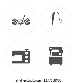 4 Crochet, Sewing machine, Sewing, machine modern icons on round shapes, vector illustration, eps10, trendy icon set.