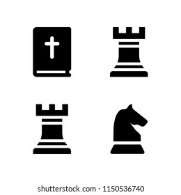 4 crown icons in vector set. chess and christ illustration for web and graphic design
