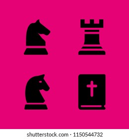 4 crown icons in vector set. christ and chess illustration for web and graphic design