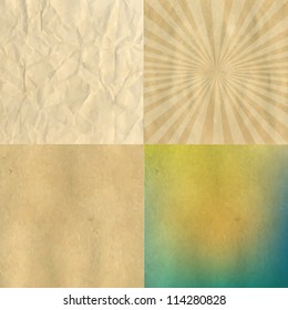4 Crushed And CardboÃ?Â�Ã?Â°rd Vintage Papers, Vector Illustration