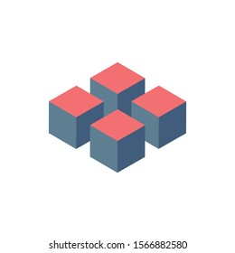 4 cubes or blocks isometric logo design. Stock Vector illustration isolated on white background.
