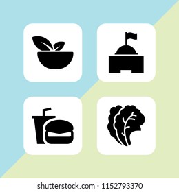 4 cucumber icons in vector set. sandwich, base and salad illustration for web and graphic design