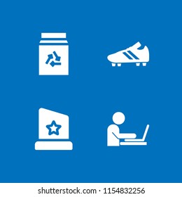 4 cup icons in vector set. award, soccer, laptop and milk illustration for web and graphic design