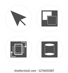 4 Cursor, Rotate, Background, Cylinder modern icons on round shapes, vector illustration, eps10, trendy icon set.