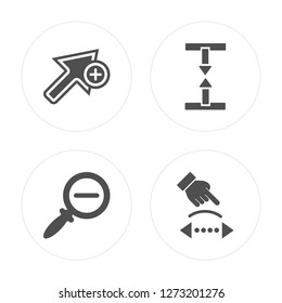 4 Cursor, Zoom out, Scroll, Scroll modern icons on round shapes, vector illustration, eps10, trendy icon set.