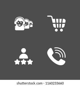 4 customer icons in vector set. call, call center, commerce and shopping and rate illustration for web and graphic design