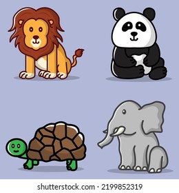 4 cute animals vector illustration