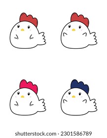 4 cute chicken vector options, with different colors and different hand gestures