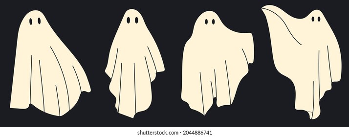 4 lindos personajes fantasmas. Fantasmas de halloween 