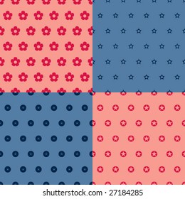 4 cute modern simple patterns in vector