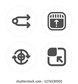 4 Cycle, Orbit, Drag, Maximize modern icons on round shapes, vector illustration, eps10, trendy icon set.