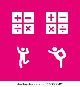 4 dance icons in vector set. sings, ballet and man dancing illustration for web and graphic design