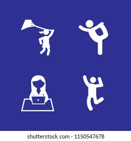 4 dance icons in vector set. ballet, man dancing and girl illustration for web and graphic design