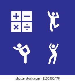 4 dance icons in vector set. ballet, sings, dance instructor and man dancing illustration for web and graphic design