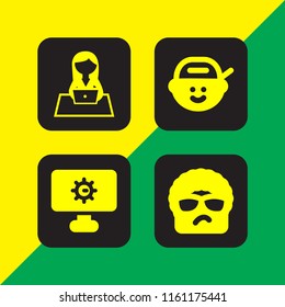 4 dance icons in vector set. girl, rockstar, rapper and shapes and symbols illustration for web and graphic design