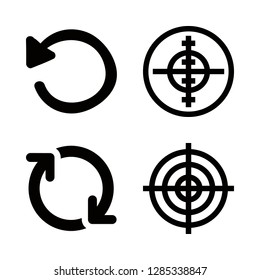 4 dart icons with aim and circular arrow in this set