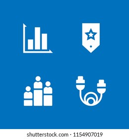4 data icons in vector set. rank, graph and hdmi illustration for web and graphic design