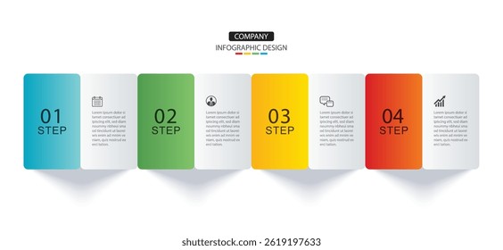 4 data infographics tab layout template. Illustration business abstract background.