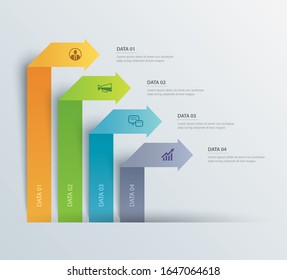 4 data Infographics tab paper index template. Vector illustration abstract background. Can be used for workflow layout, business step, banner, web design.