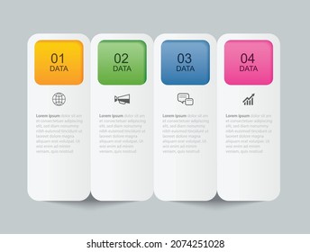 4 data infographics tab paper index template. Vector illustration abstract background.