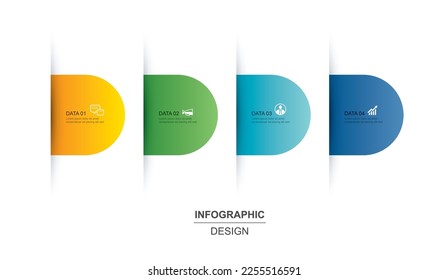 4 data infographics tab paper index template. Vector illustration abstract background.