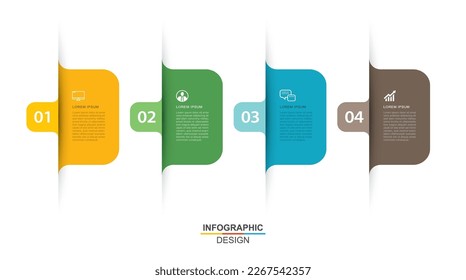 4 Dateninfografien Karteilevorlage Papierindex. Abstrakter Vektorgrafik-Hintergrund.