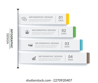 4 data infographics tab paper index template. Vector illustration abstract background.